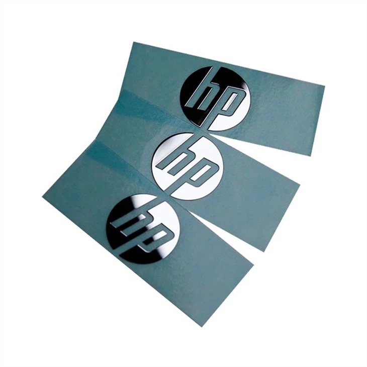 2 silver electroformed metal sticker label